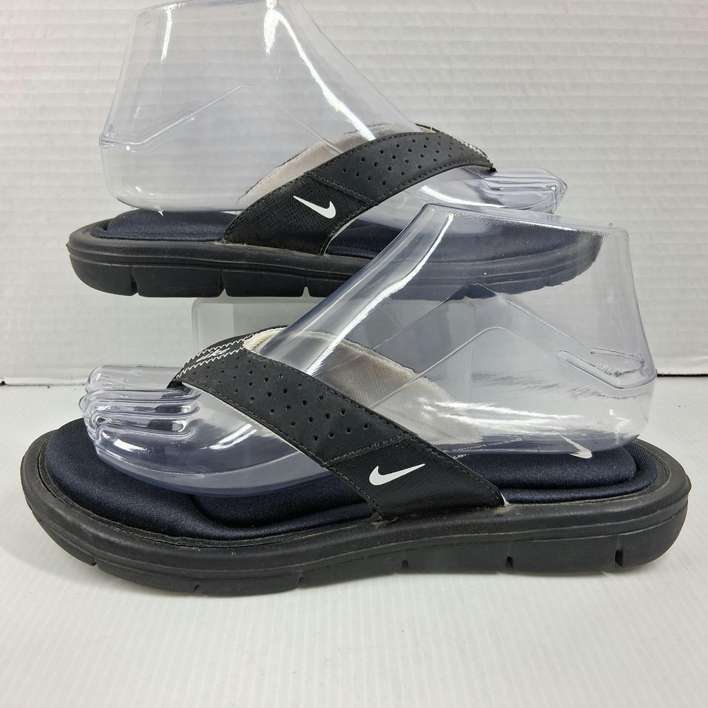 Nike Comfort Footbed Flip Flops Black White Athletic Thong Sandals Womens Size 7